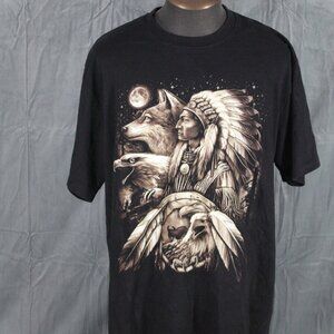 Vintage Grpahic T-shirt - Native and Animal Spirt Graphic - Men's 2XL